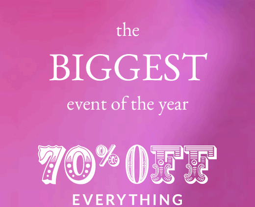 THE BIGGEST EVENT OF THE YEAR | 70% OFF EVERYTHING