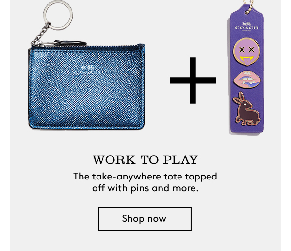 WORK TO PLAY | The take-anywhere tote topped off with pins and more.  | shop now