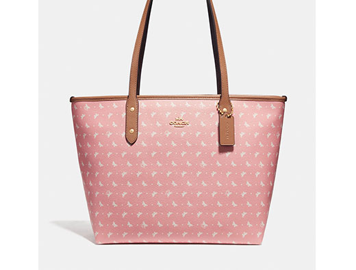 Pink and tan coach tote