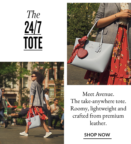 The 24/7 TOTE | Meet Avenue. The take-anywhere tote. Roomy, lightweight and crafted from premium leather. | SHOP NOW