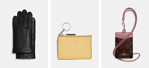 Black Gloves | Yellow Card Case | Pink and Brown ID Holder