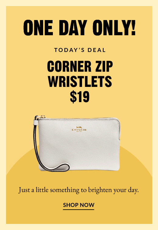 ONE DAY ONLY! | TODAY'S DEAL | CORNER ZIP WRISTLETS $19 | SHOP NOW