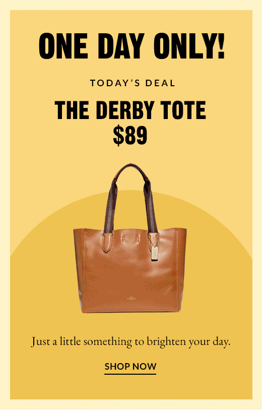 ONE DAY ONLY! | TODAY'S DEAL | THE DERBY TOTE $89 | SHOP NOW