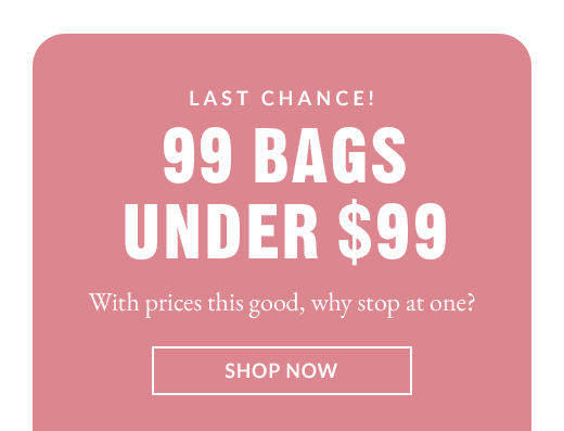 LAST CHANCE! | 99 BAGS UNDER $99 | SHOP NOW