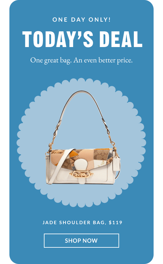 ONE DAY ONLY! | TODAY'S DEAL |  JADE SHOULDER BAG, $119 | SHOP NOW