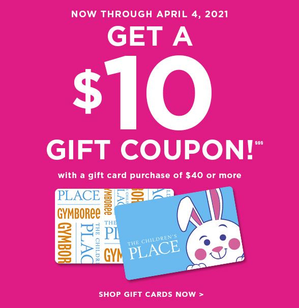 Get a $10 gift coupon with a $40+ gift card purchase.