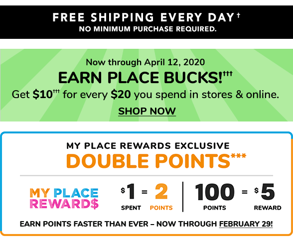 Free Shipping + Double/Double + Place Bucks!