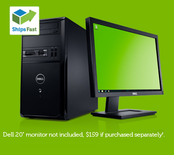Dell 20" monitor not included, $159 if purchased separately.