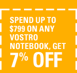 Spend up to $799 on any Vostro notebook, get 7% off