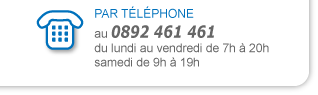 par téléphone au 0892 461 461*